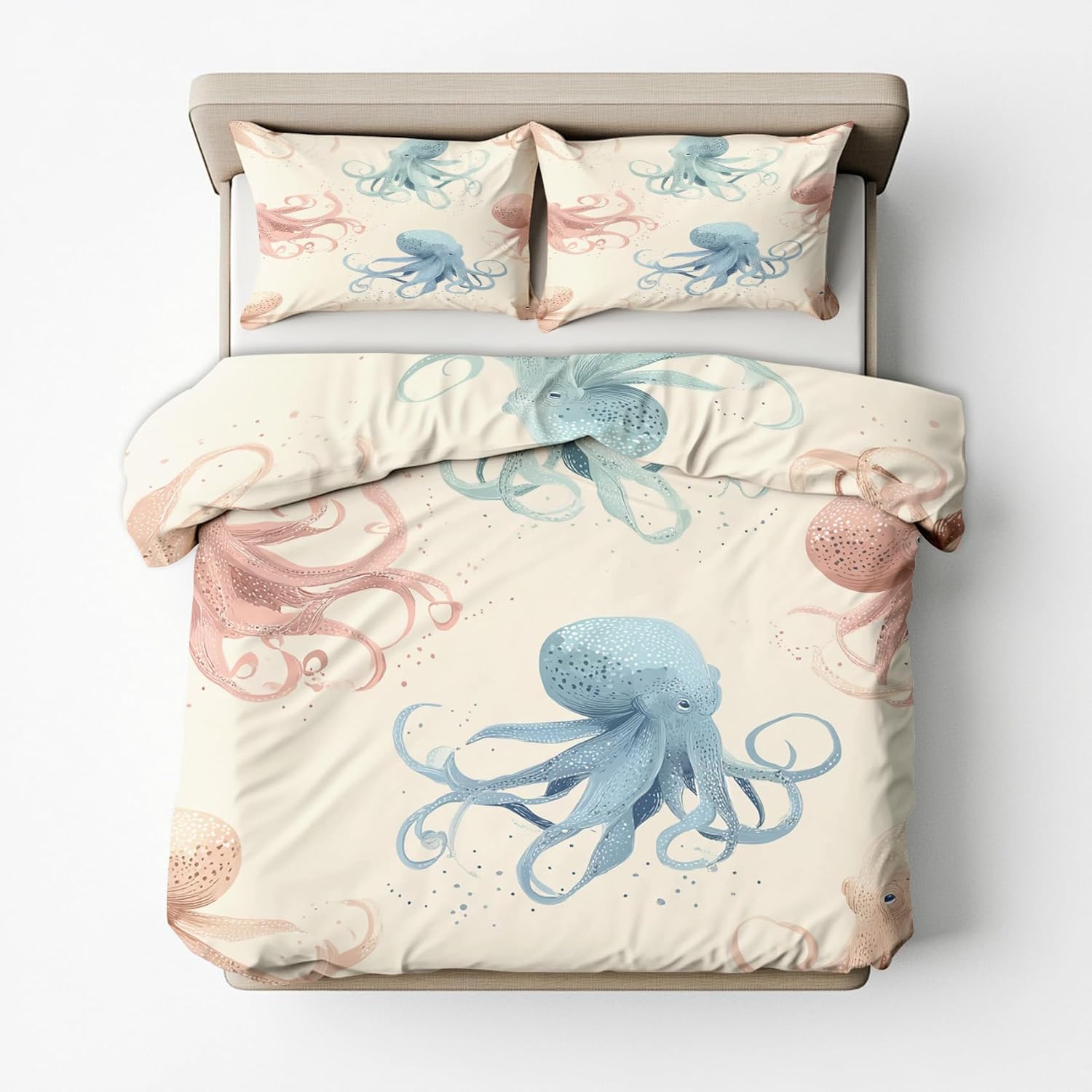 Queen Duvet Cover with Octopus Pattern 3 Piece Kids Bed Set