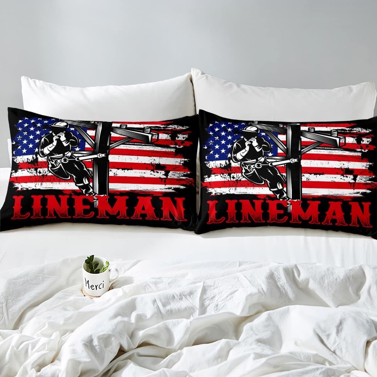 Erosebridal Vintage American Flag Fitted Sheet Set