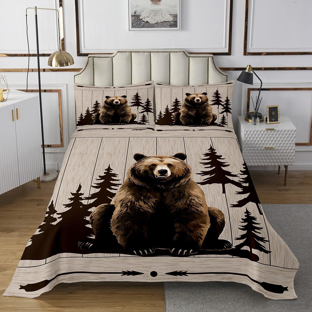 Feelyou Bear Bedspread Kids Quilted Coverlet Set Queen Size
