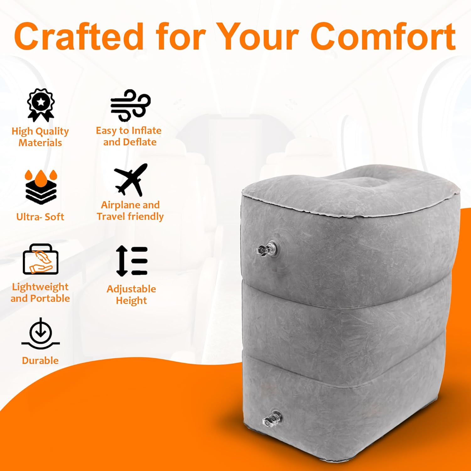 Skyrest Inflatable Foot Rest Pillow - Adjustable Leg Support for Travel