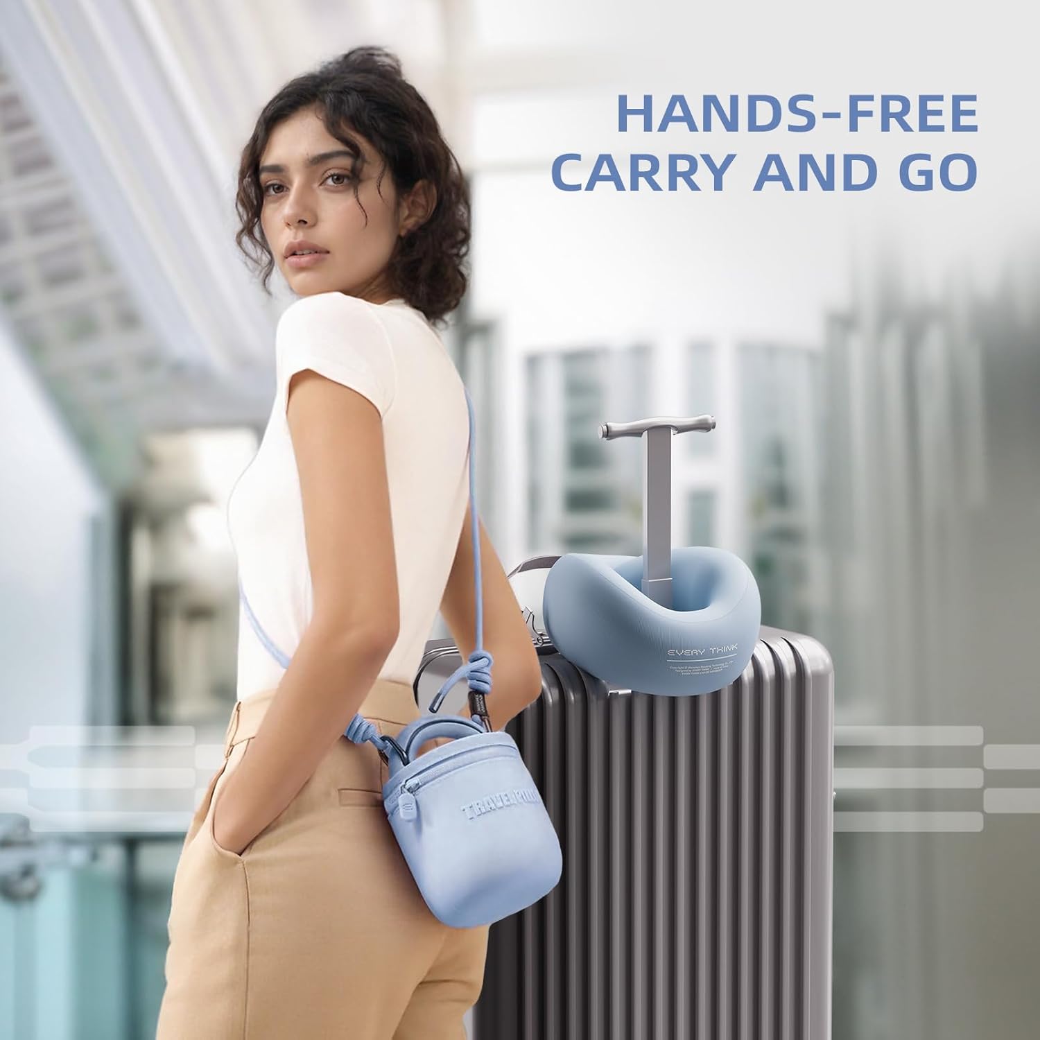 EVERY THINK Travel Pillow with 360 Support and Detachable Strap