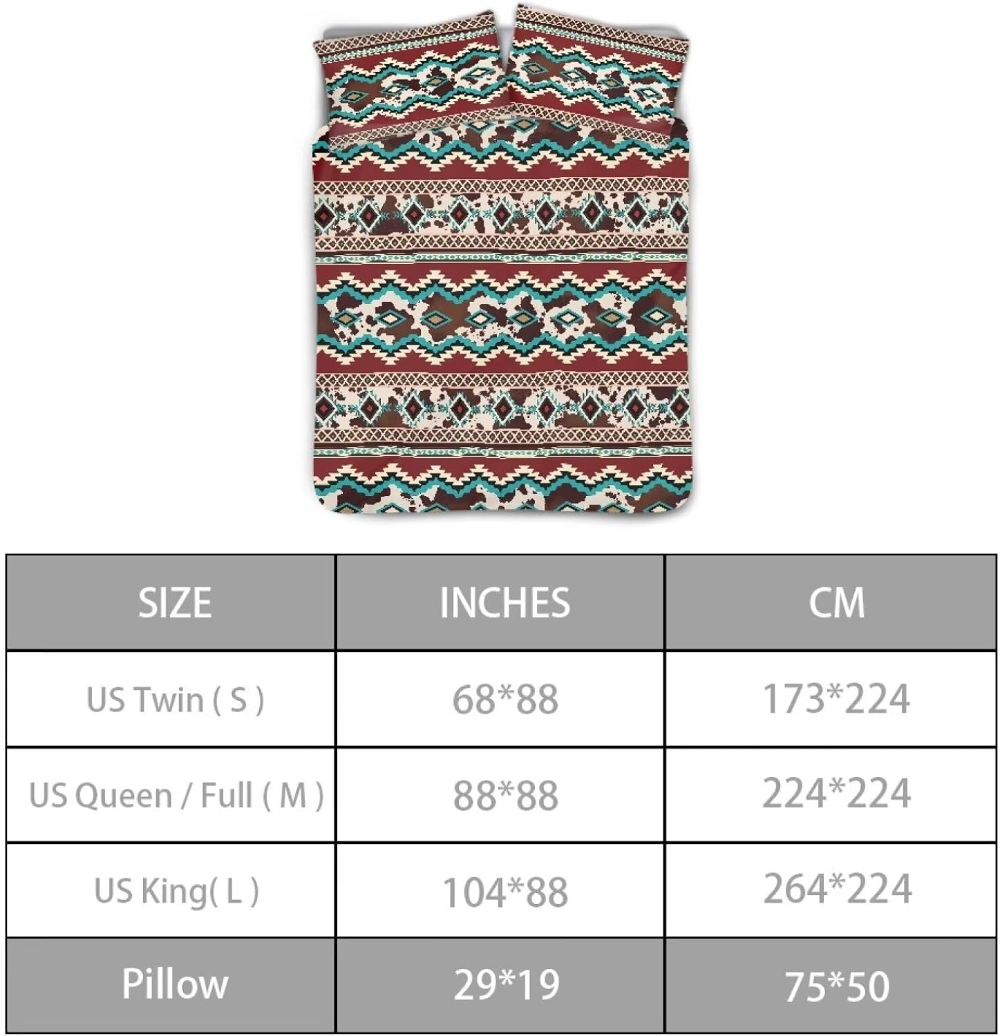 ZFRXIGN Boho Aztec Duvet Cover Set King Size 3 Piece