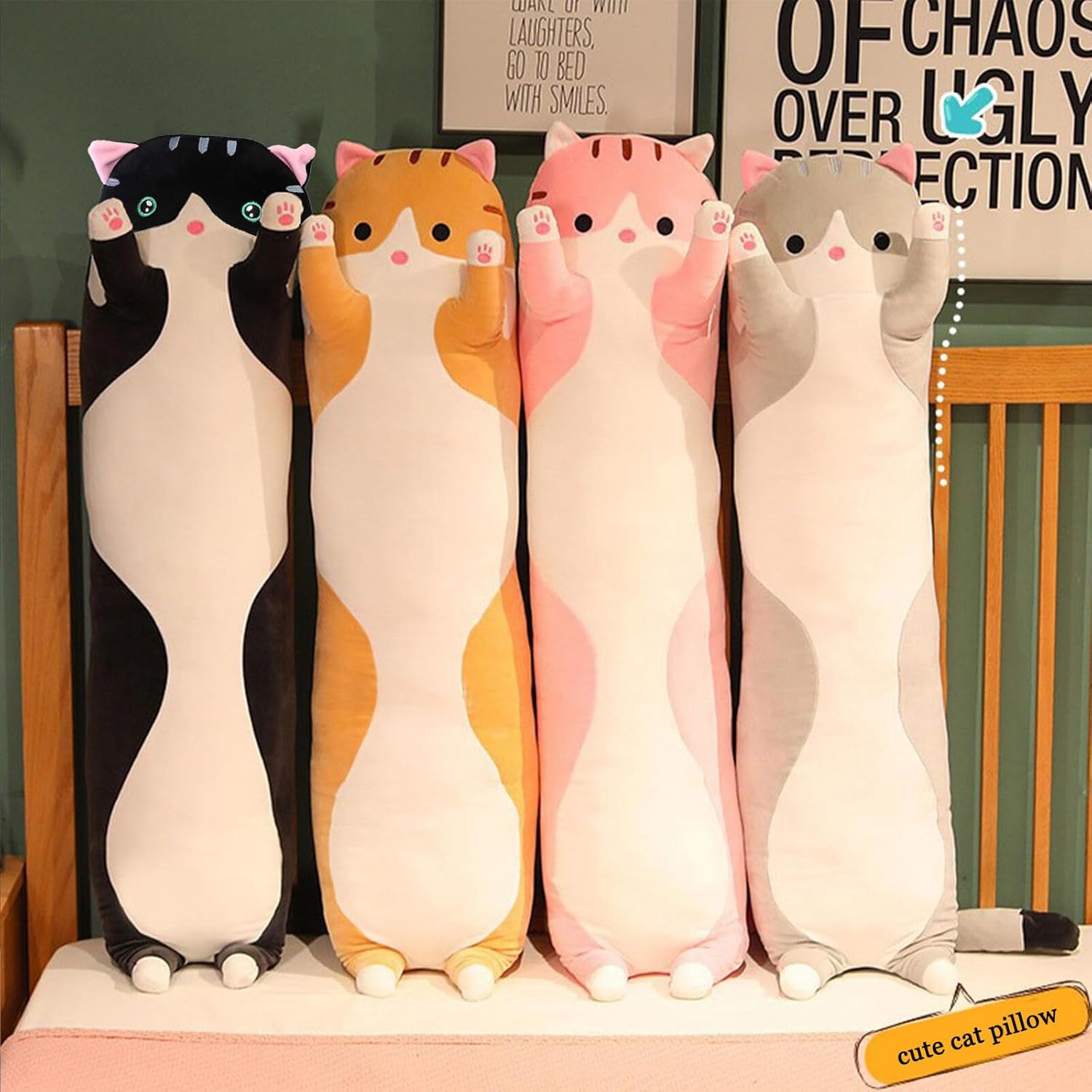Somao Long Cat Plush Pillow - Soft Hugging Pillow for Kids and Adults