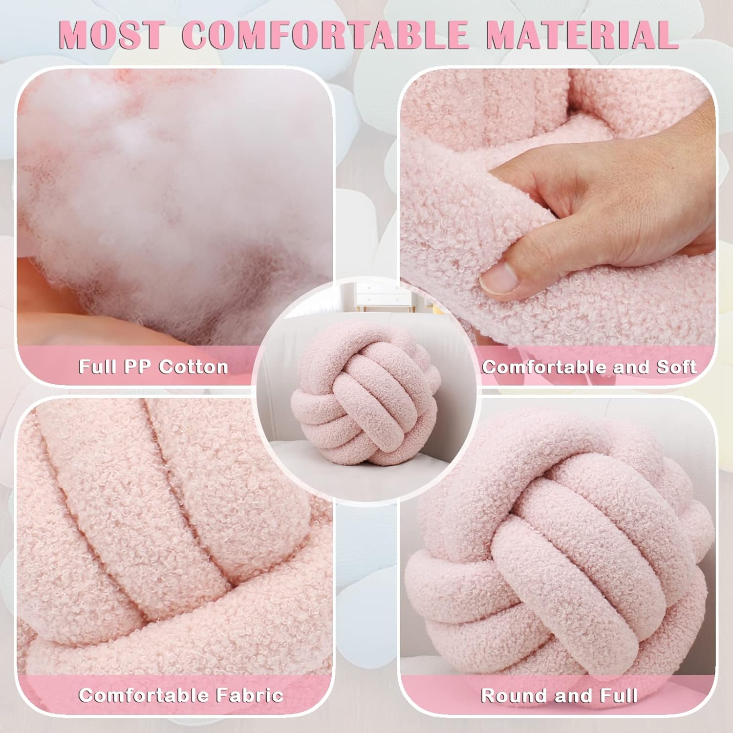 KOGITI Knot Pillow Ball Soft Plush Throw Decorative Pillow