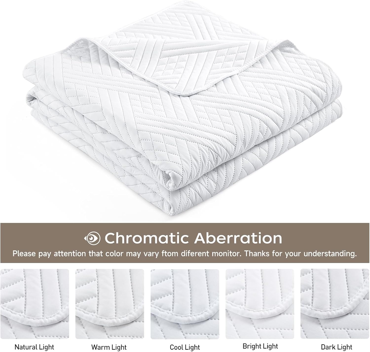 Safonory King Size Quilt Set - 106x96 White Striped Bedspread