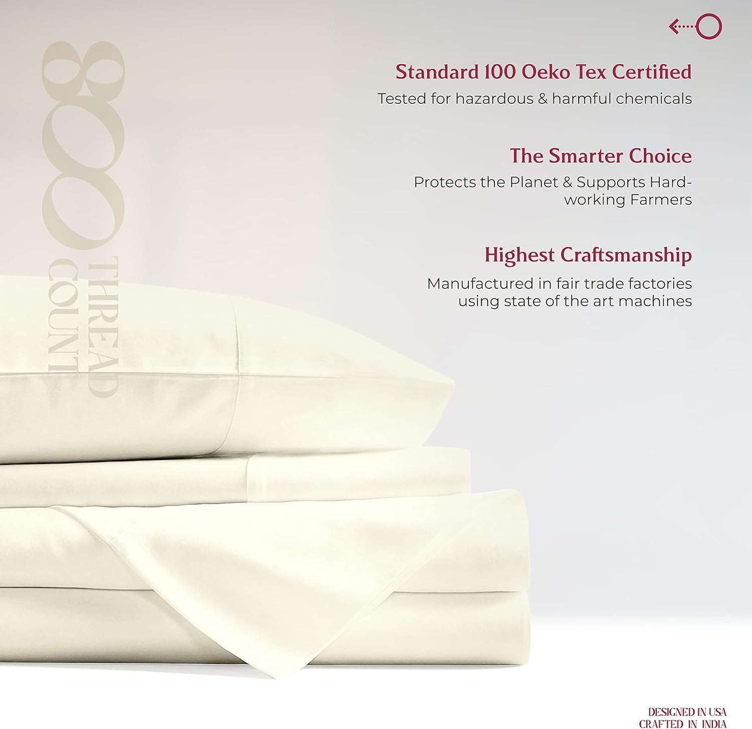 Mayfair Linen King Fitted Sheet Only - 800 Thread Count Ivory