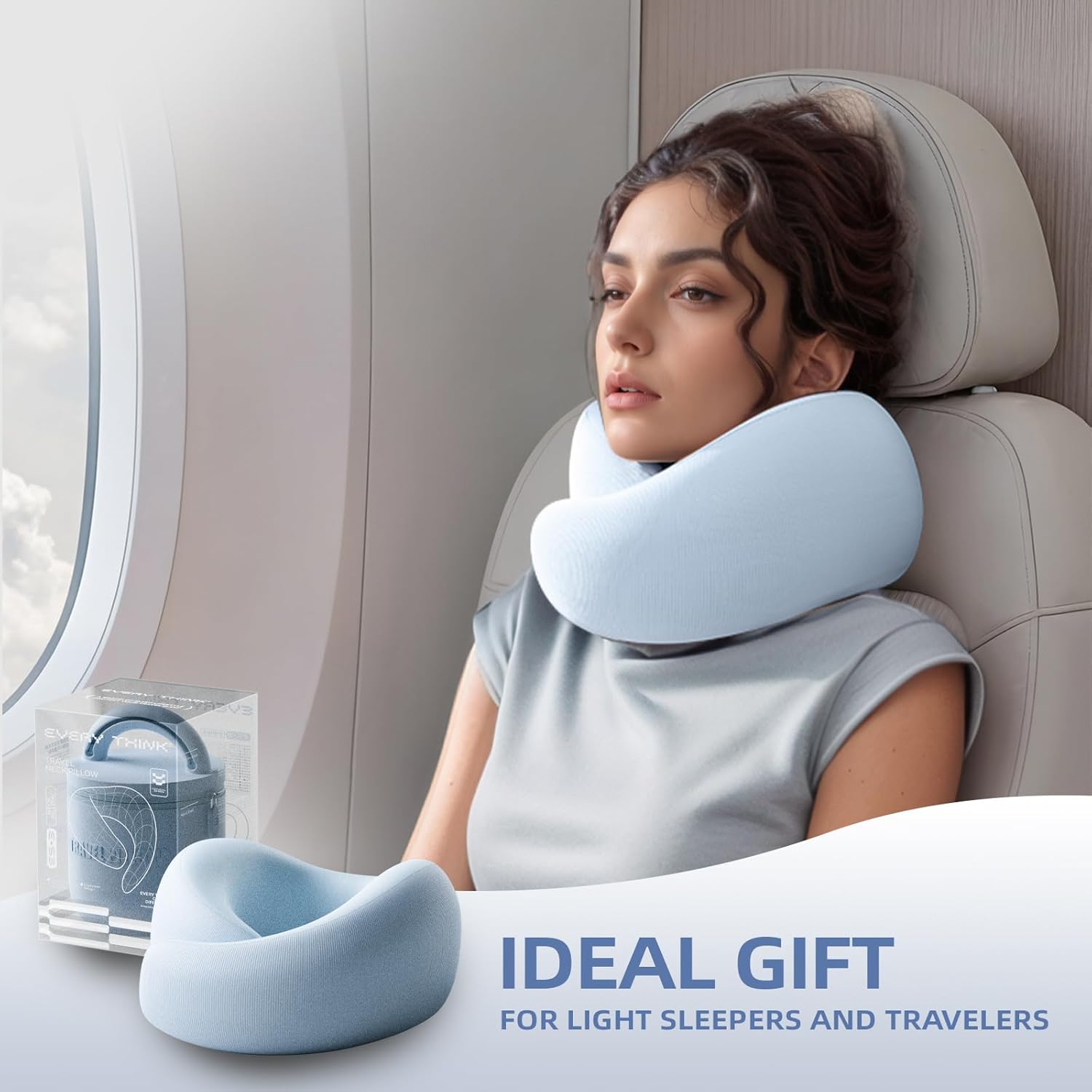 EVERY THINK Travel Pillow with 360 Support and Detachable Strap