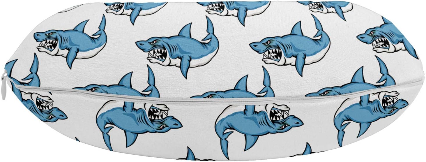 Ambesonne Sea Animals Travel Pillow with Shark Design