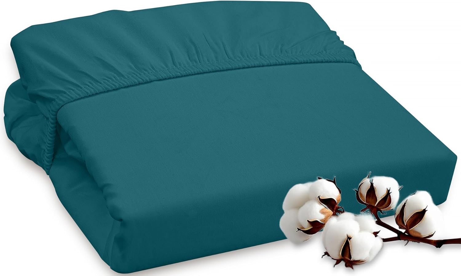 ROYALE LINENS 300 Thread Count King Fitted Sheet - Super Soft Deep Pocket Teal