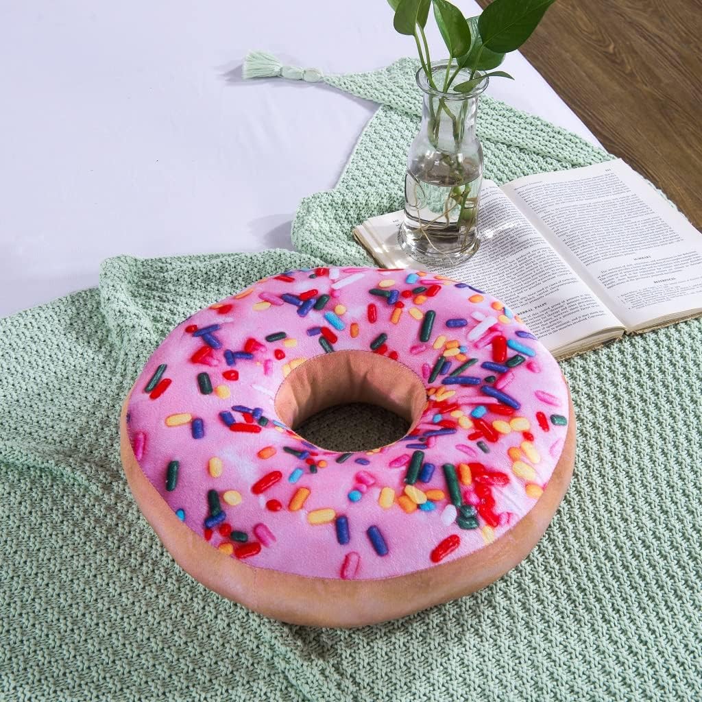 HYSEAS 14 Inch Pink Donut Throw Pillow 2 Pack