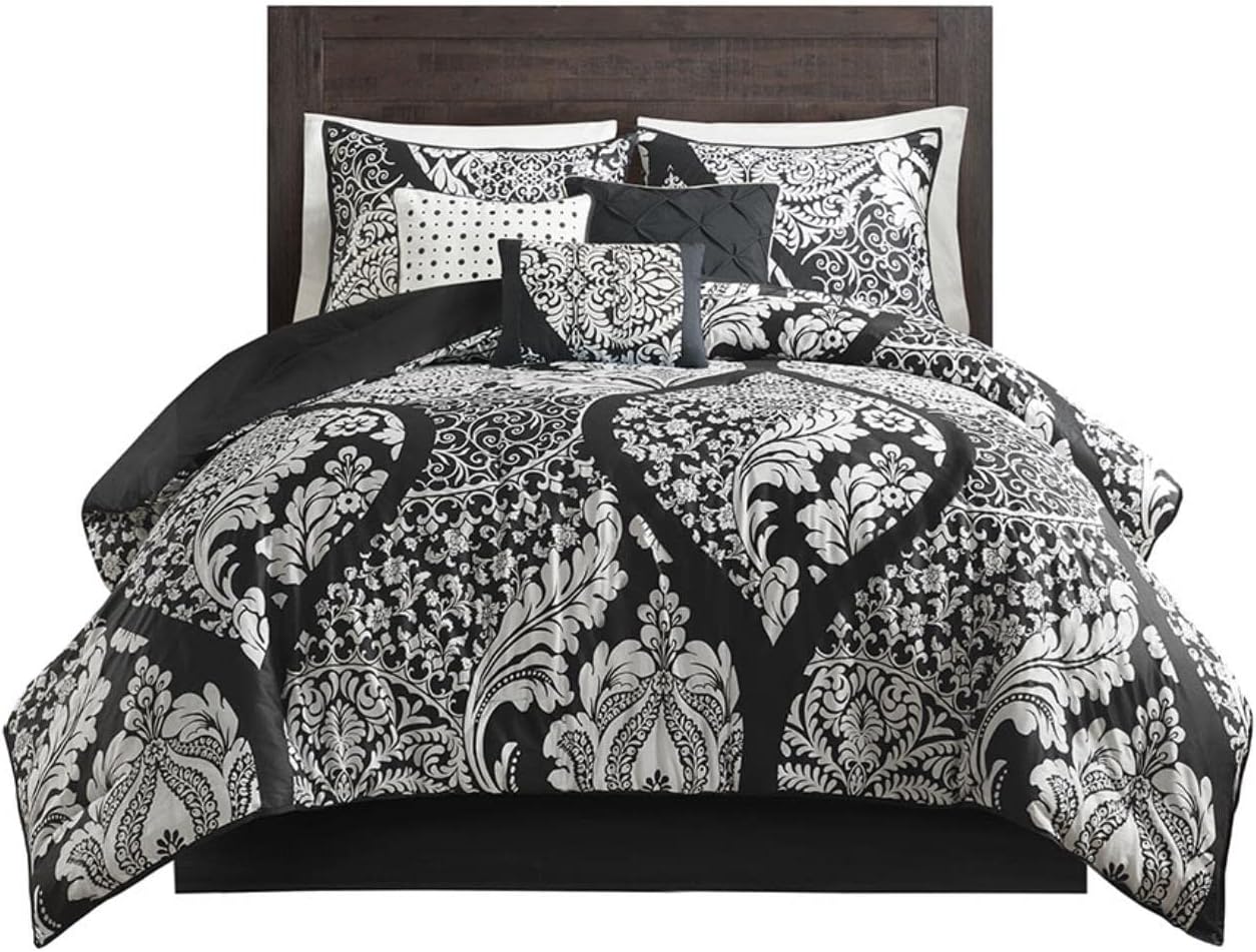 Madison Park Vienna Cotton Comforter Set 7 Piece Black