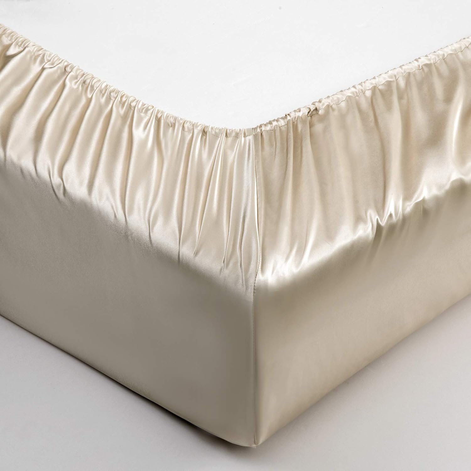 P Pothuiny Satin Fitted Sheet King Size Taupe