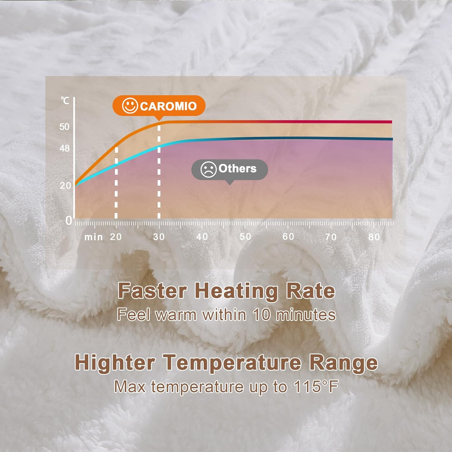 CAROMIO Queen Electric Blanket with Dual Control
