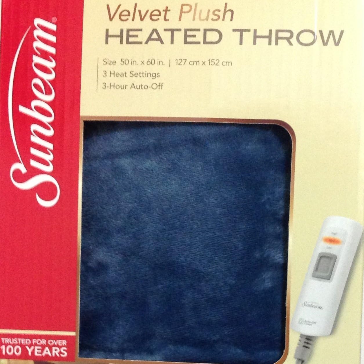 Sunbeam Plush Electric Heated Throw with 3 Heat Settings