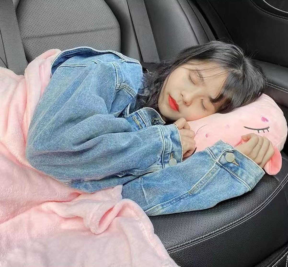 SMIUPIN Flannel Unicorn Pillow and Blanket Set