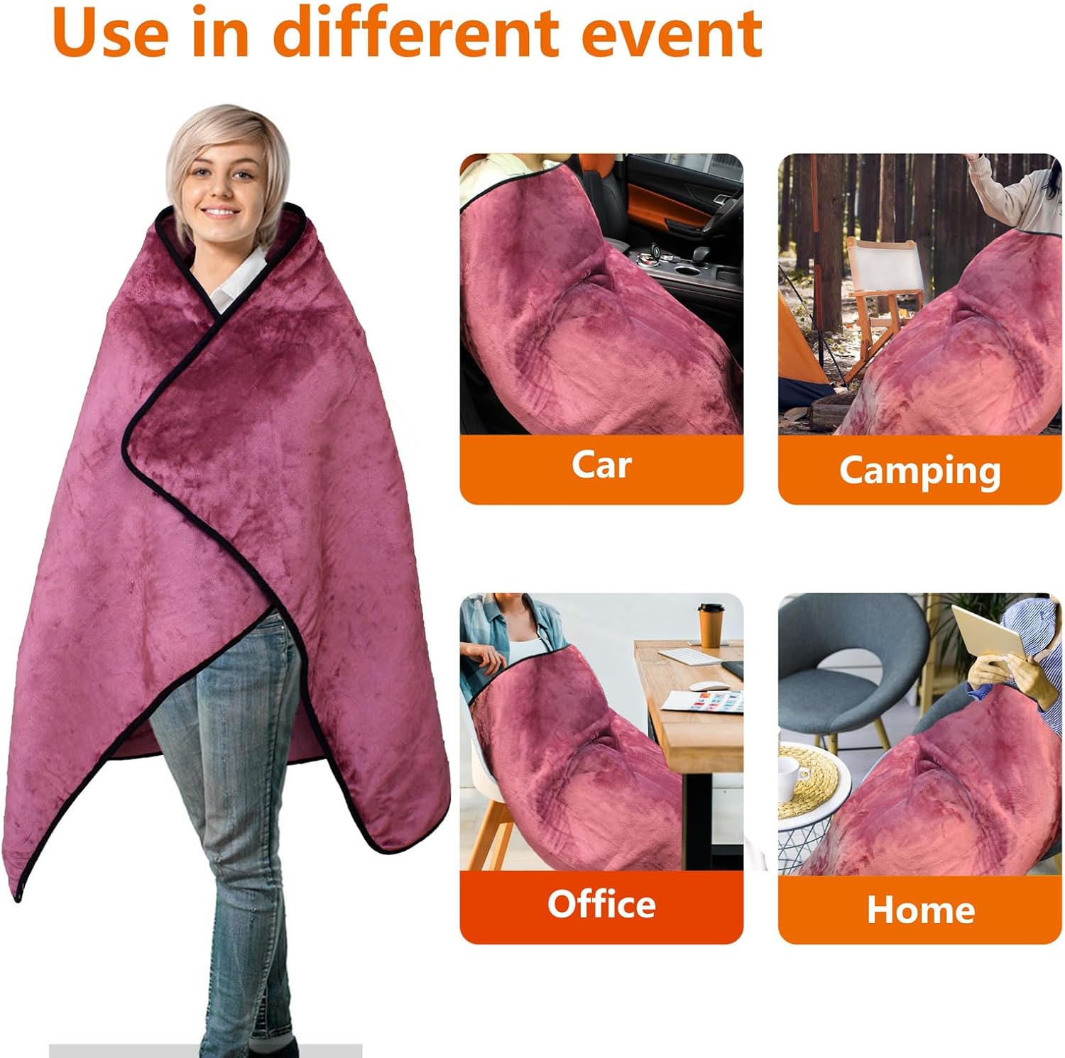iHealthComfort Electric Blanket 12V Fast Heating Purple