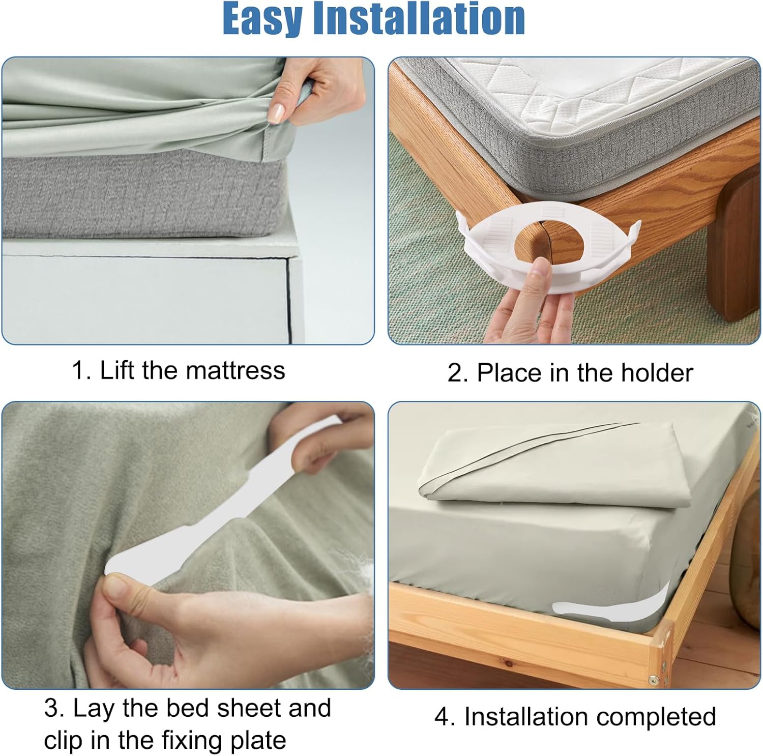 Antetek Lock Sheet Holders - White Bed Sheet Clips Corner Locks