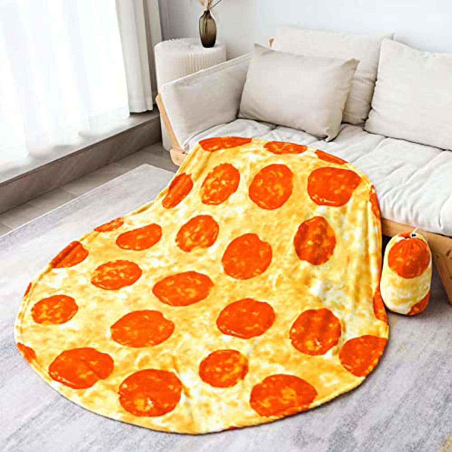 Bnuitland Pizza Funny Flannel Throw Blanket