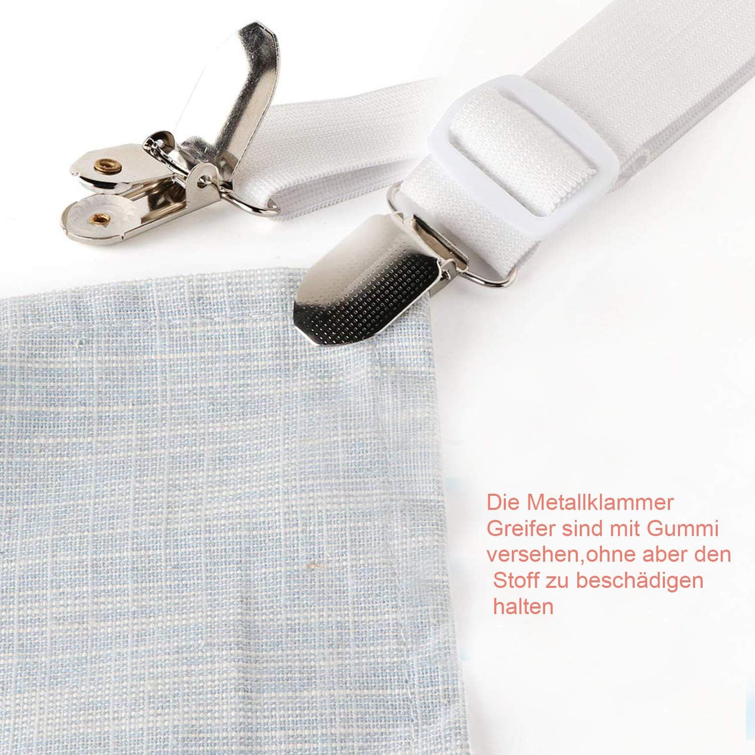 8pcs Adjustable Sheet Straps with Elastic Fasteners - White