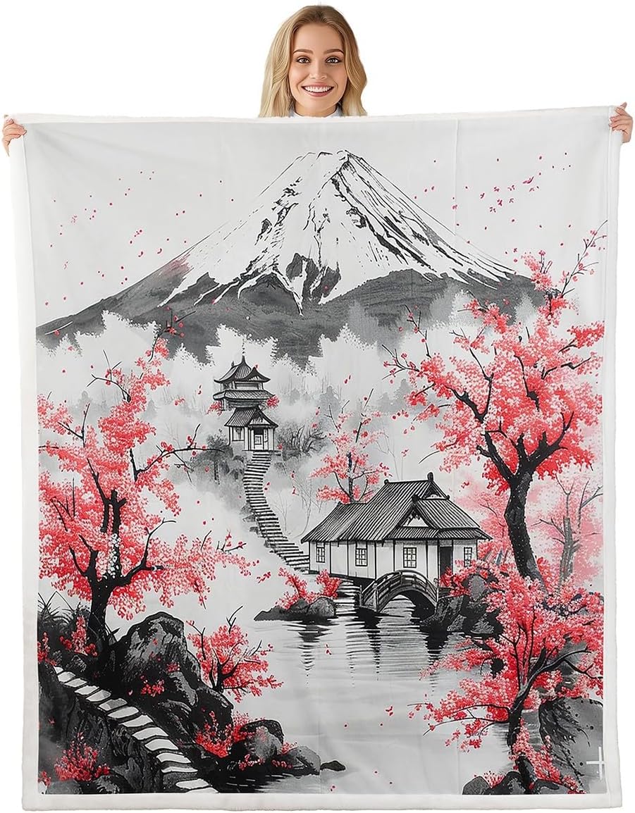 Erosebridal Japanese Ukiyo Throw Blanket - 50x60 Inches