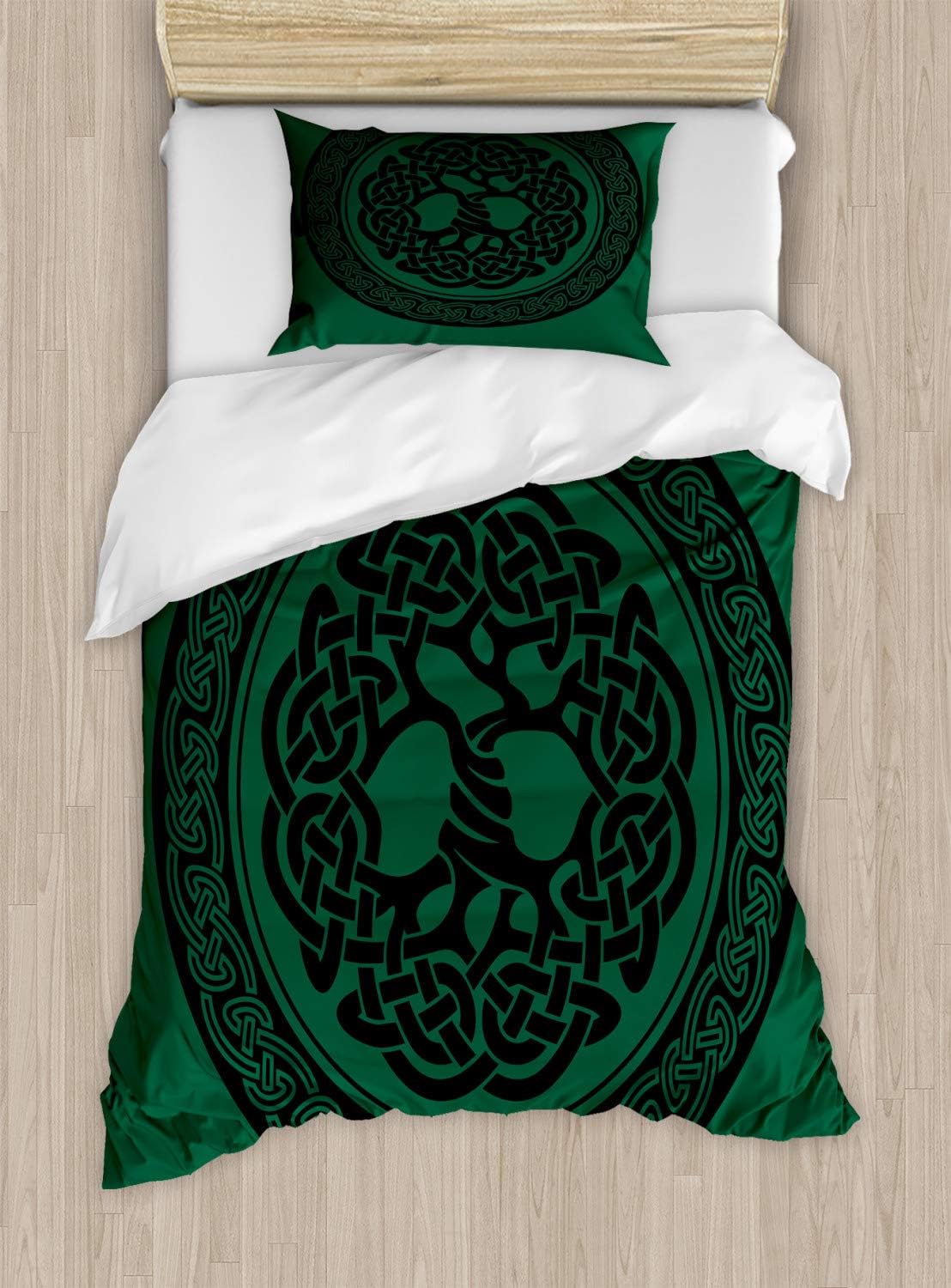 Ambesonne Forest Green Black Duvet Cover Set with Pillow Sham