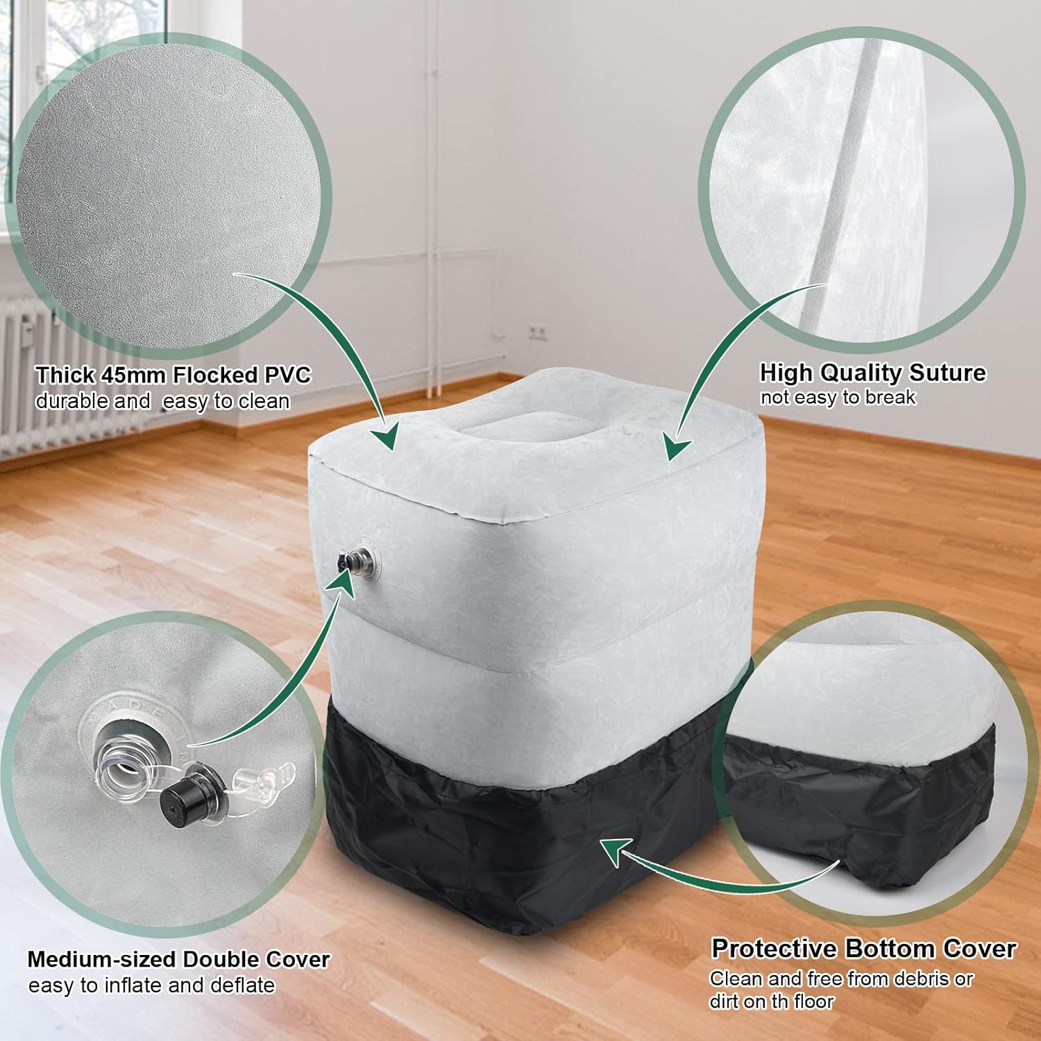 Eschen Inflatable Travel Foot Rest Pillow 2PK Grey