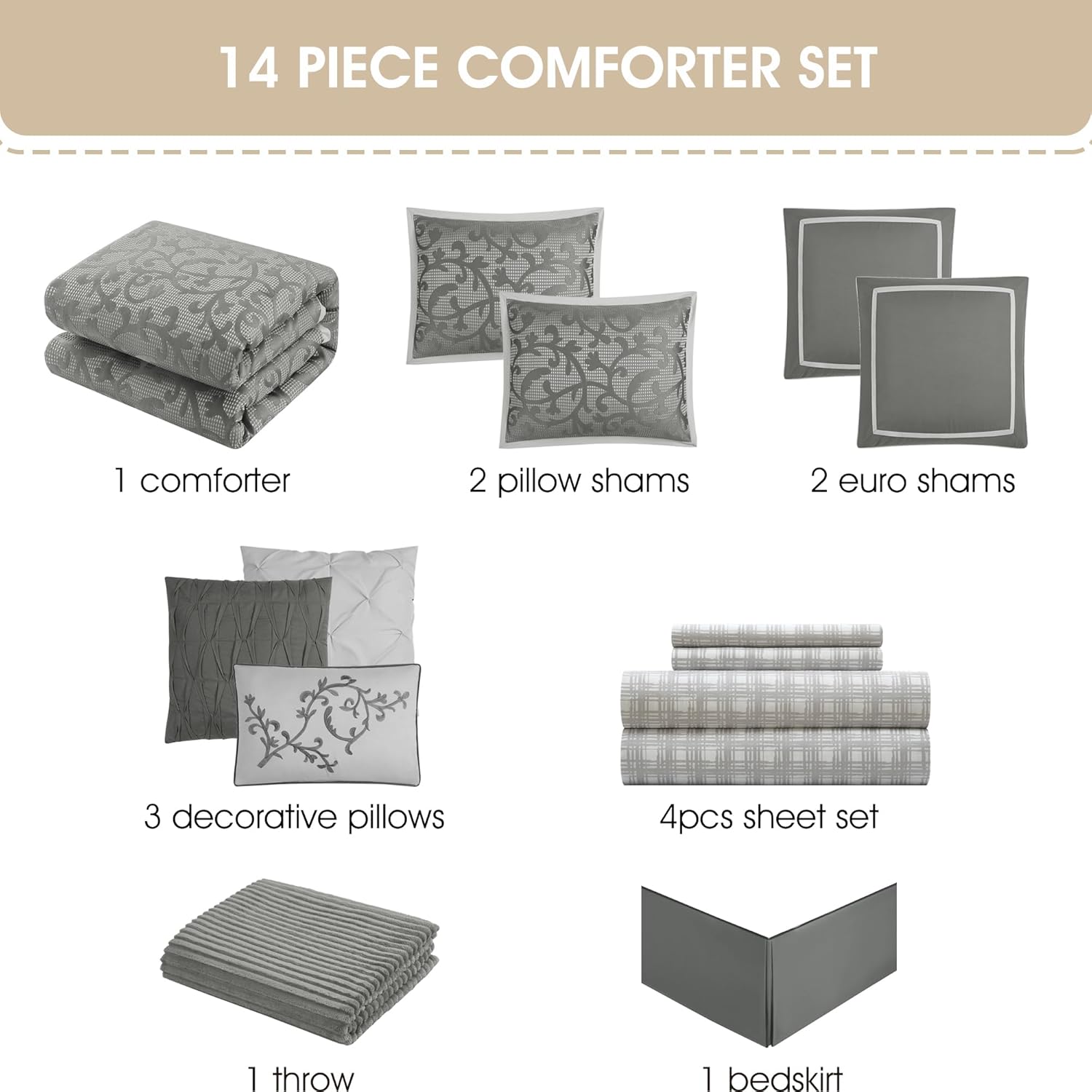 Grand Avenue Grey Paisley Comforter Set