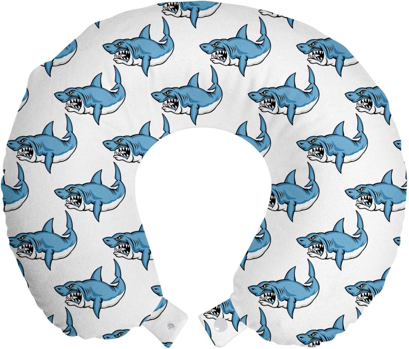 Ambesonne Sea Animals Travel Pillow with Shark Design