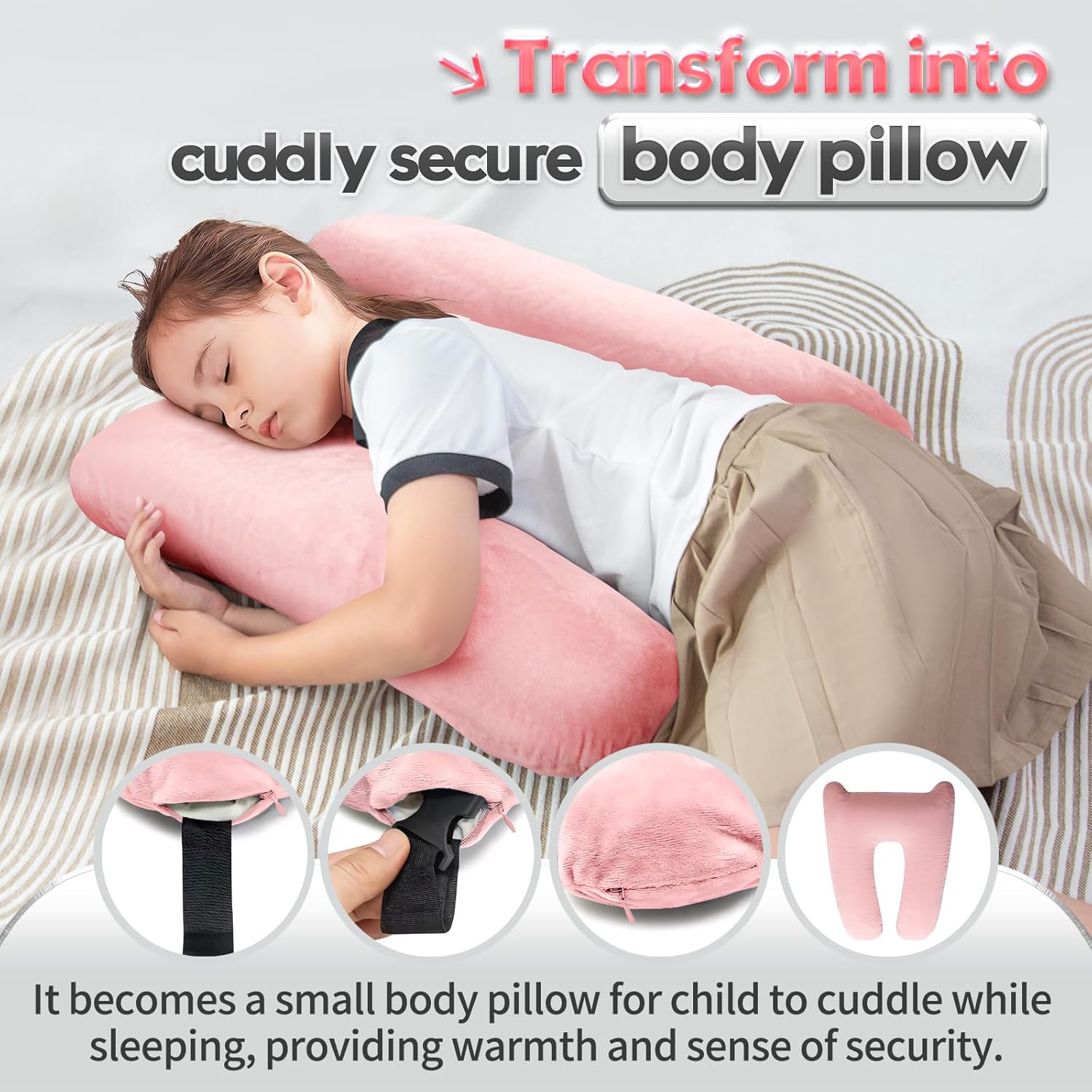 MAGIC ELEPHANT Travel Pillow for Kids and Adults Pink 1