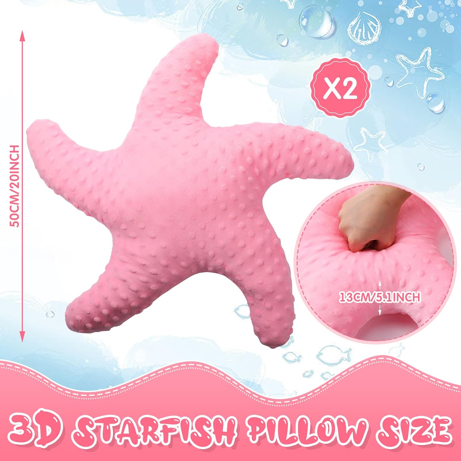 Fumete Starfish Throw Pillow - 20 Pink 2 Pcs