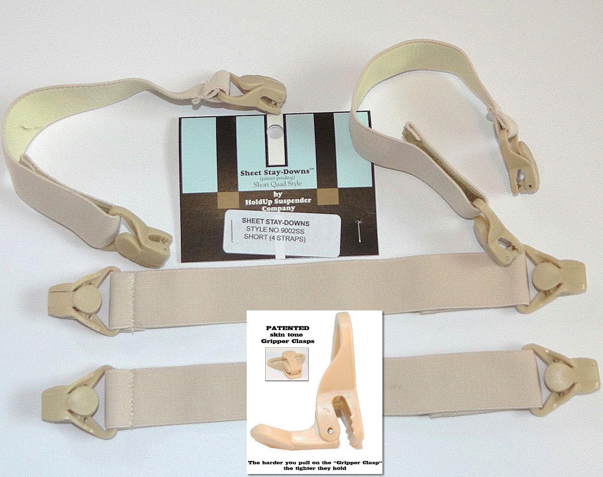 Holdup Suspender Company Bed Sheet Stay-Downs with Patented Gripper Clasps