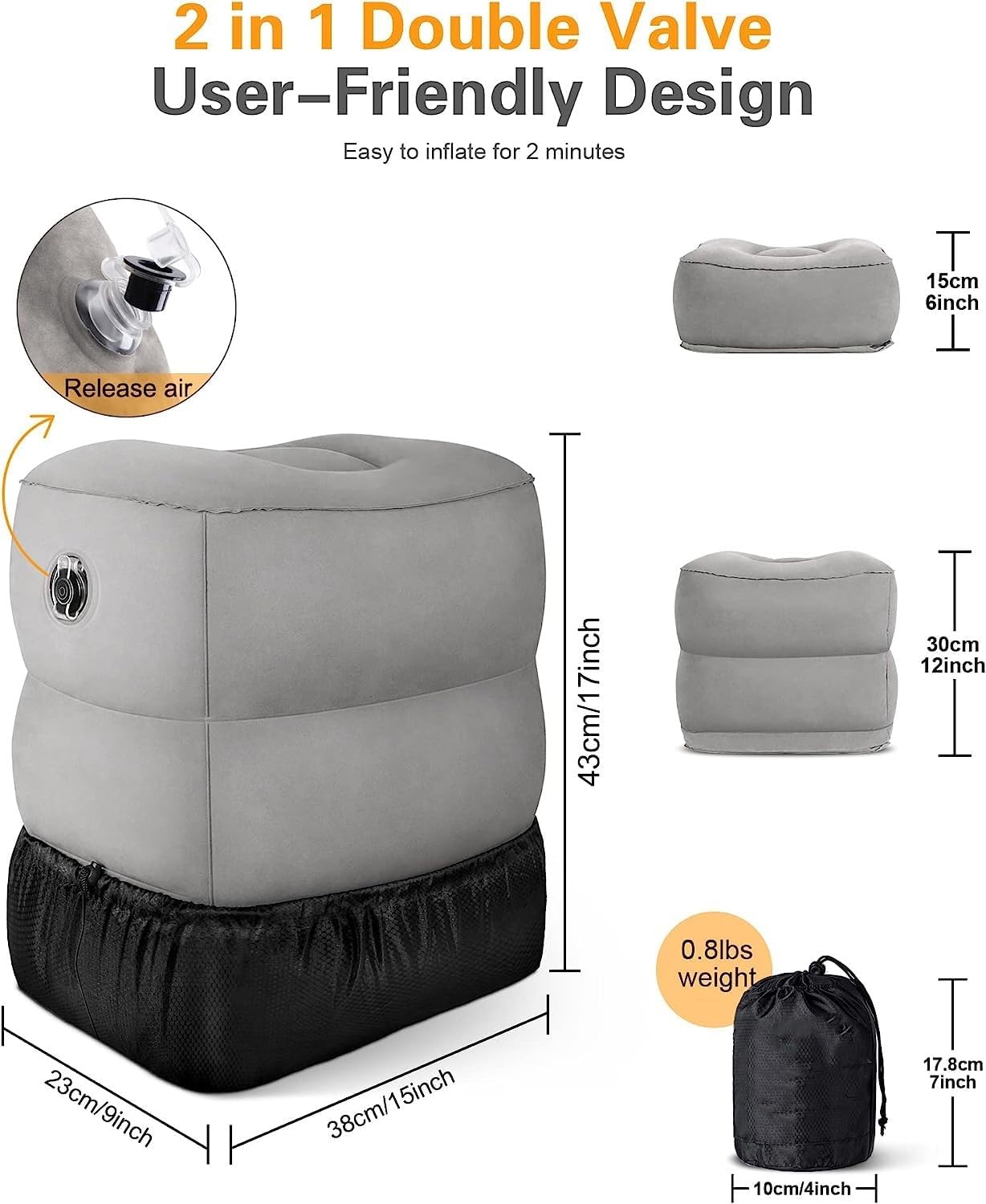 Inflatable Foot Rest Pillow for Travel and Home Use