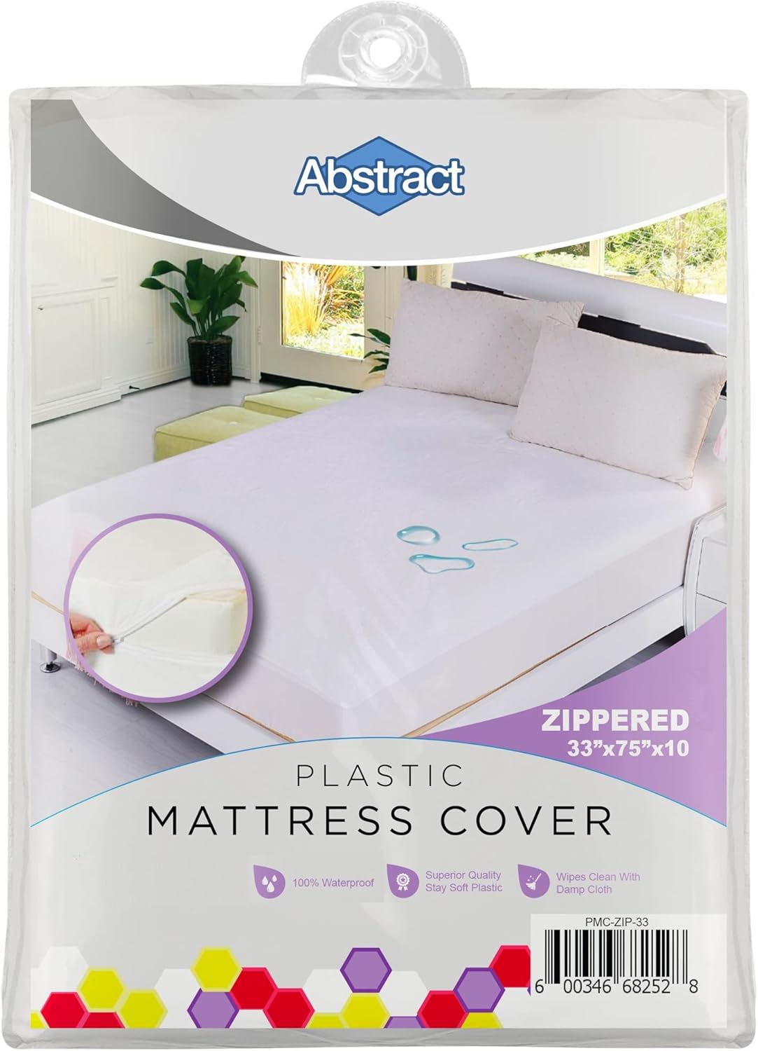 Abstract Vinyl Mattress Protector with Zip Closure - 33x75 Waterproof Cover