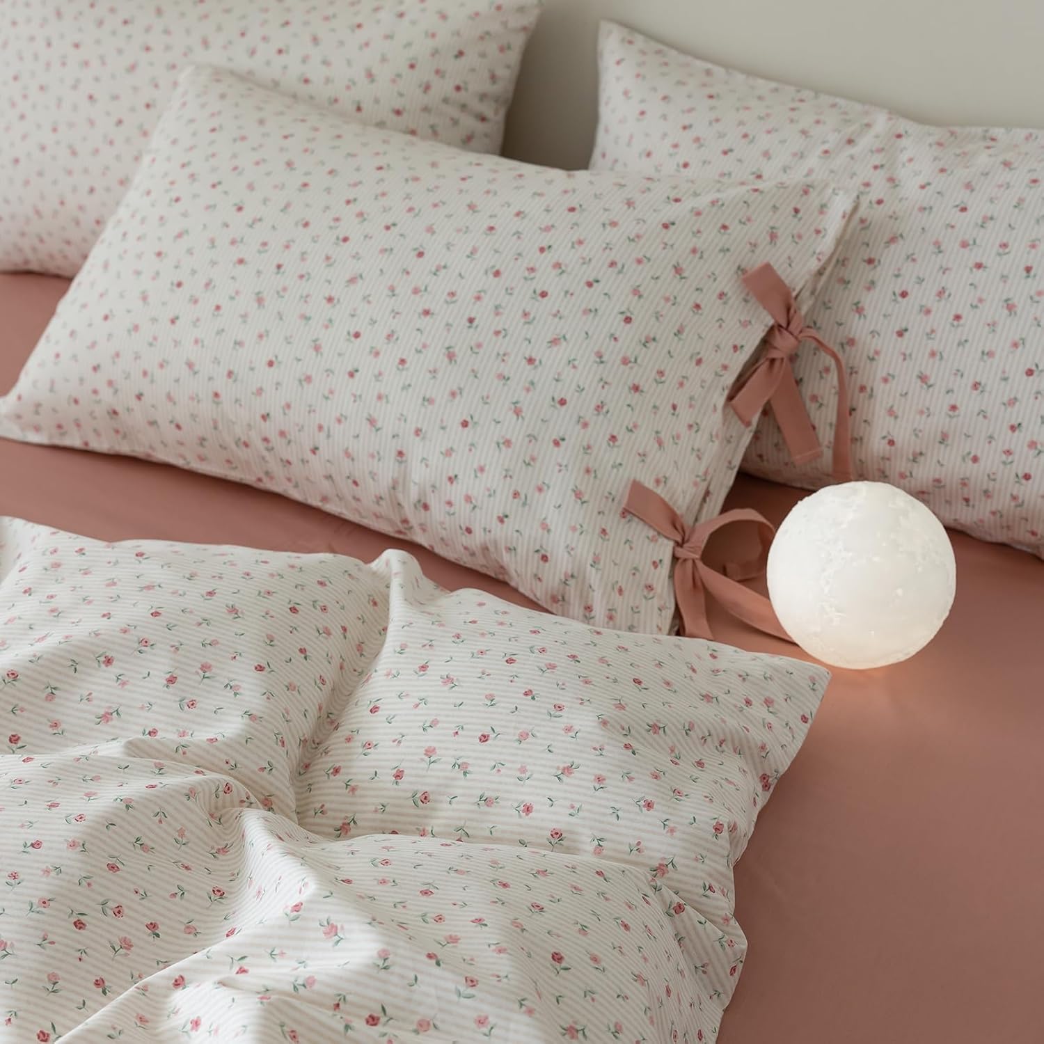LifeTB Pink Floral Pillowcases Set for Girls