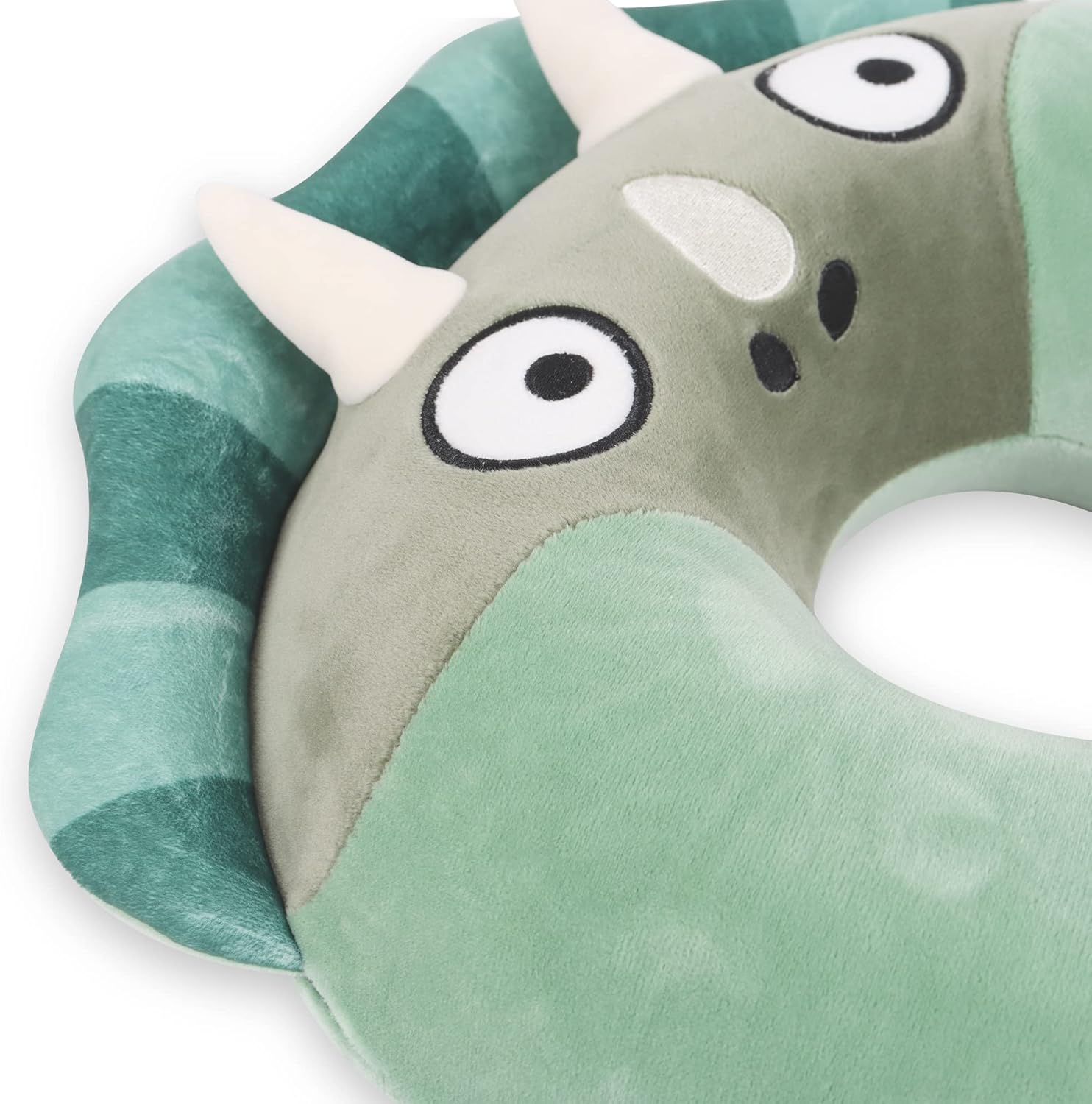 Sexysamba Cartoon Headrest Pillow for Kids with Sleep Eye Mask - Green Triceratops