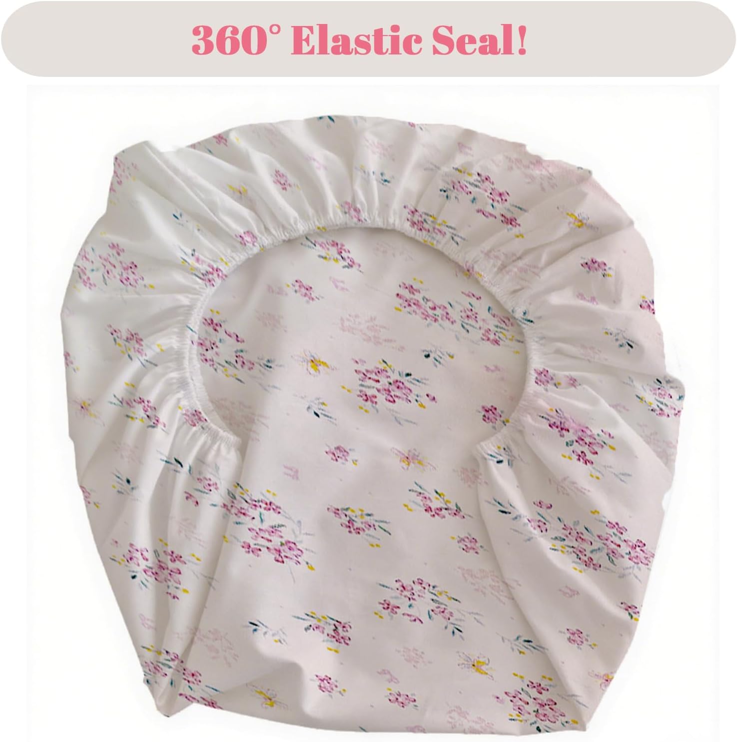 MorroMorn Queen Fitted Sheet with Deep Pocket - Pink Flowers Microfiber