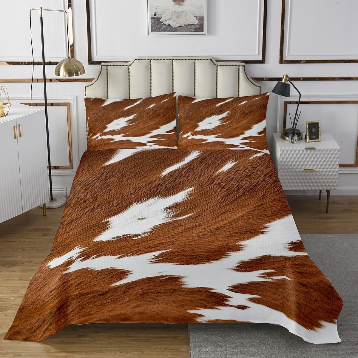 Feelyou Cow Fur Bedspread Set for Kids and Teens