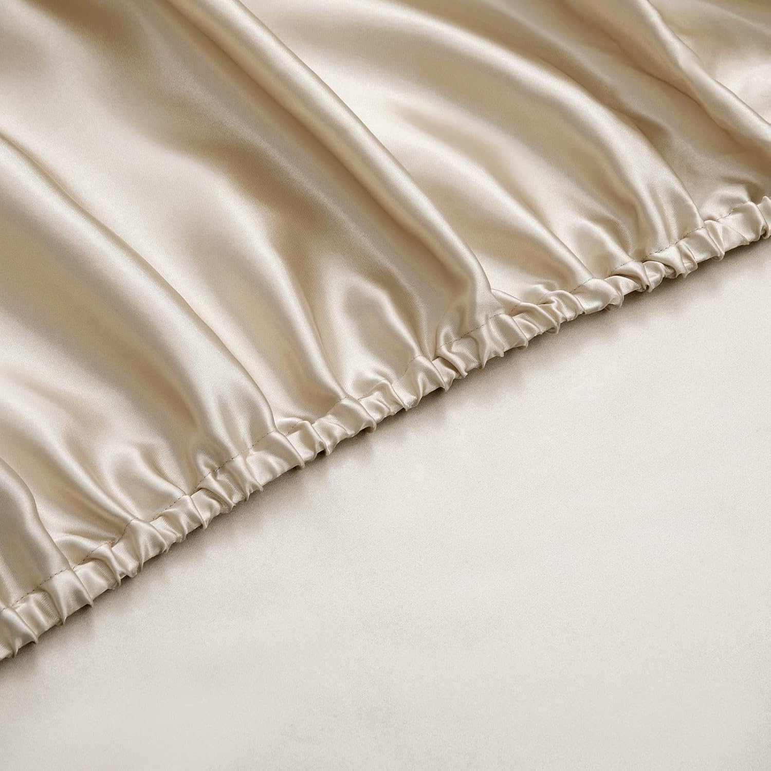P Pothuiny Satin Fitted Sheet King Size Taupe