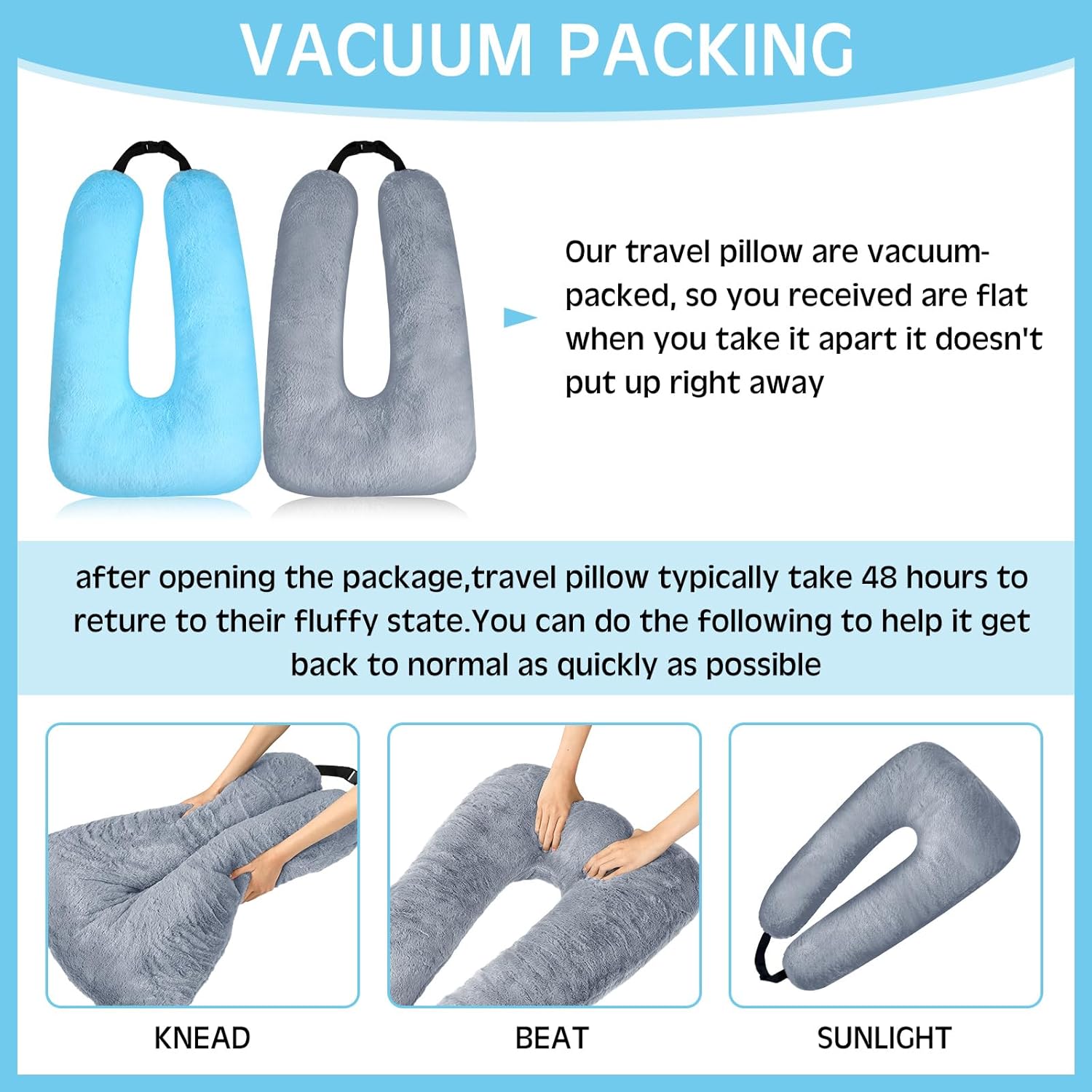 Barydat 2 Pcs Car Travel Pillow with U Shape Design