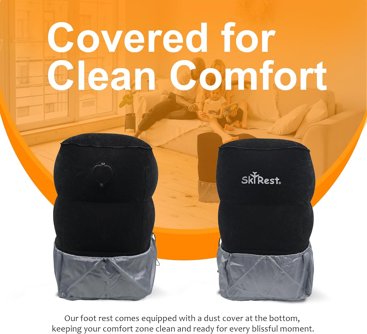 Skyrest Inflatable Travel Foot Rest Pillow - Black