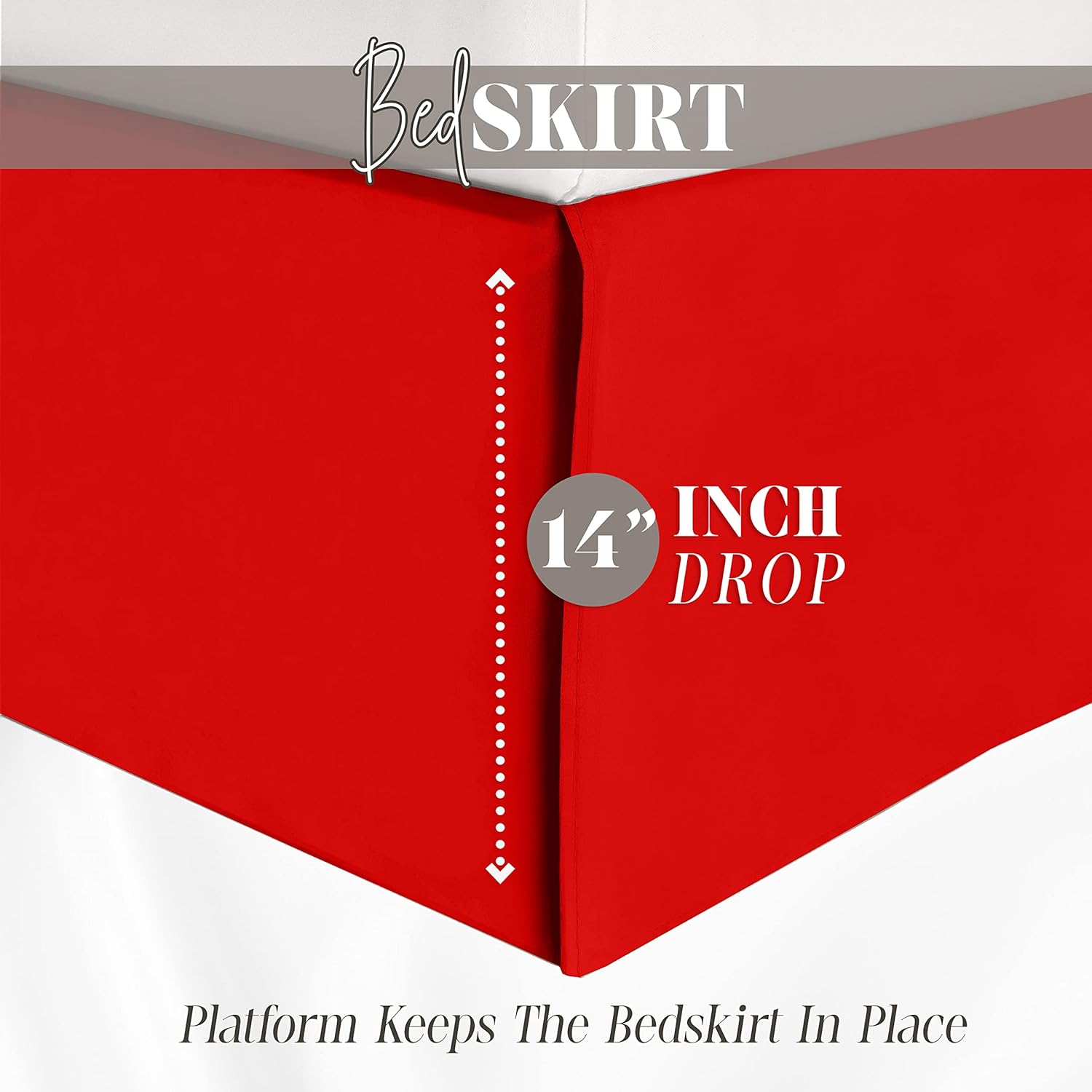 Elegant Comfort Queen Bed Skirt - 1500D Microfiber Valentine Red