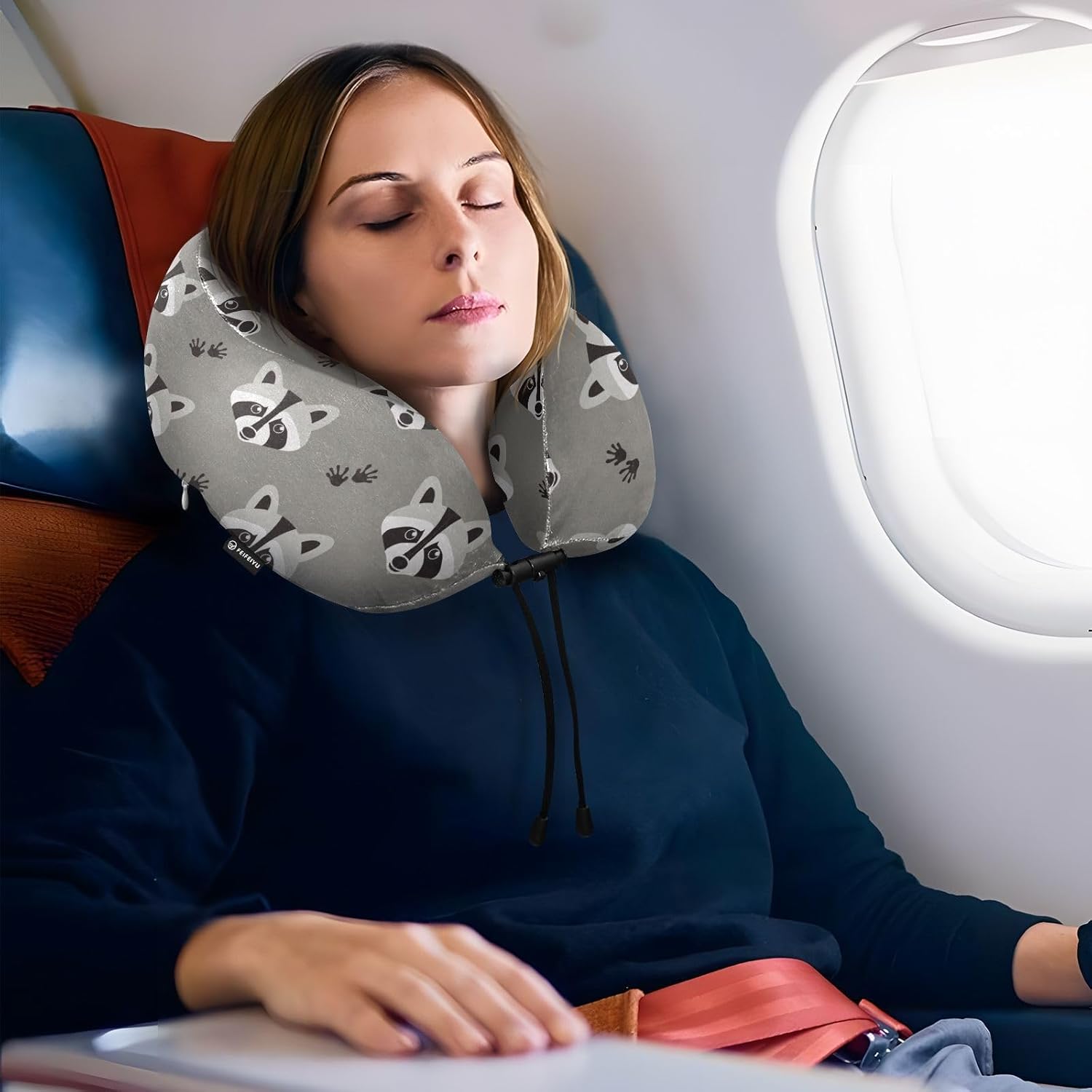 KOPIRIT Raccoon Travel Pillow for Neck Support and Comfort