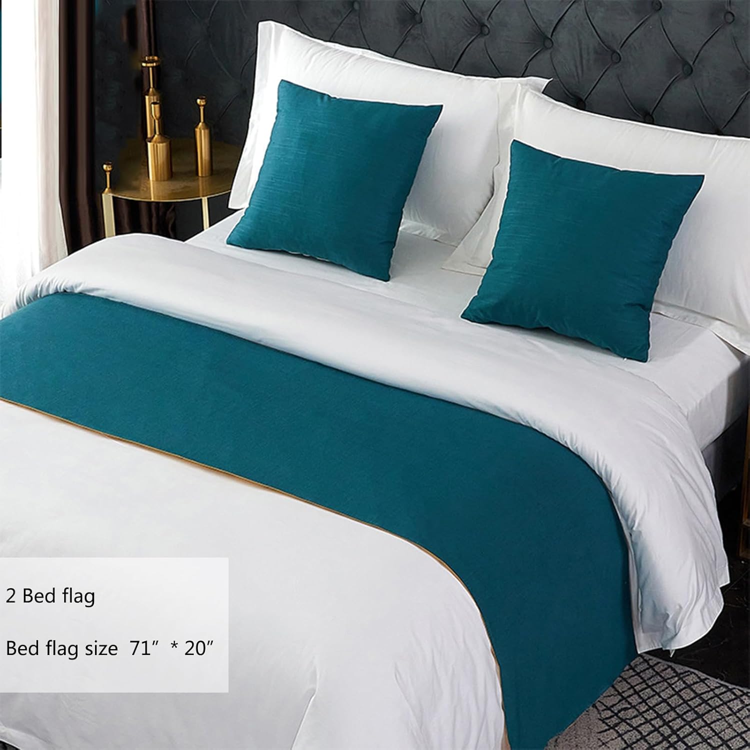 Tuqiugae 2 Piece Bed Runner Set for Home and Hotel Use