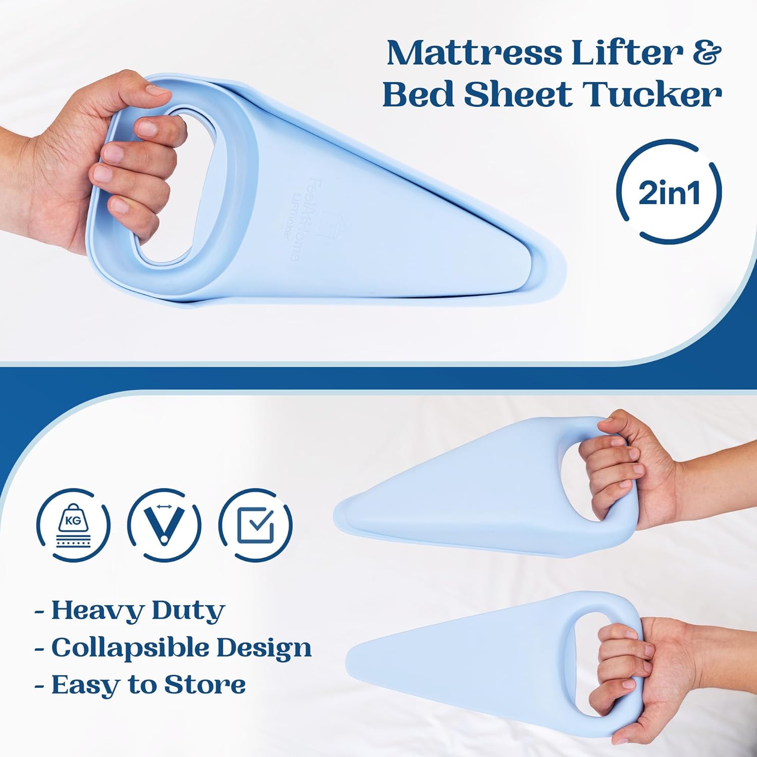 FeelAtHome Bed LIFTucker 2in1 Mattress Lifter Sheet Tuck Tool