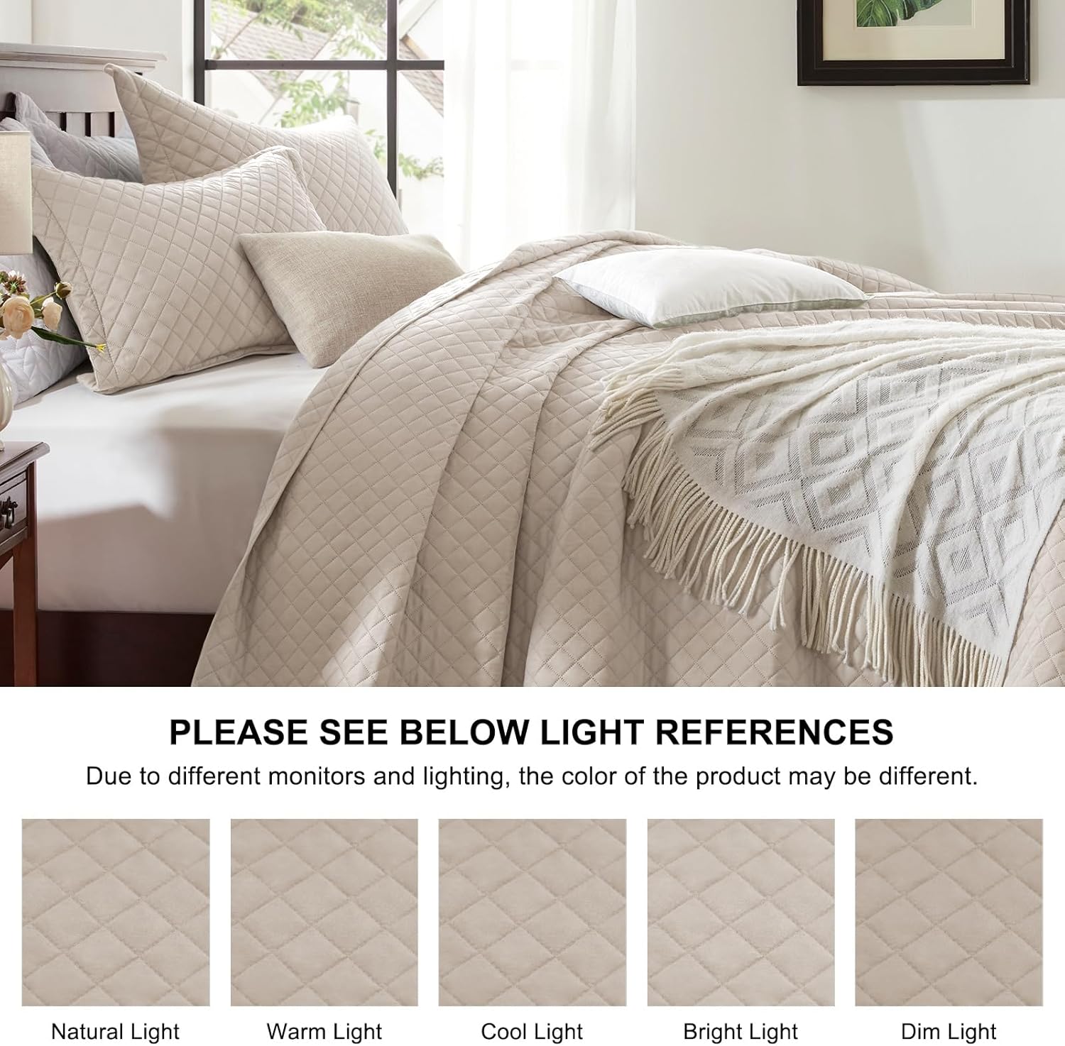 SunStyle Home Beige Diamond Quilt Set Twin 2pcs