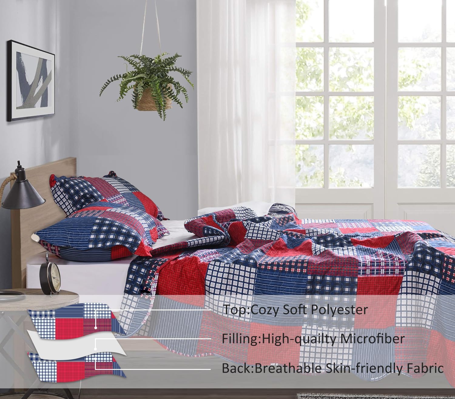 Jessy Home Plaid Quilt Set Twin Bedspread