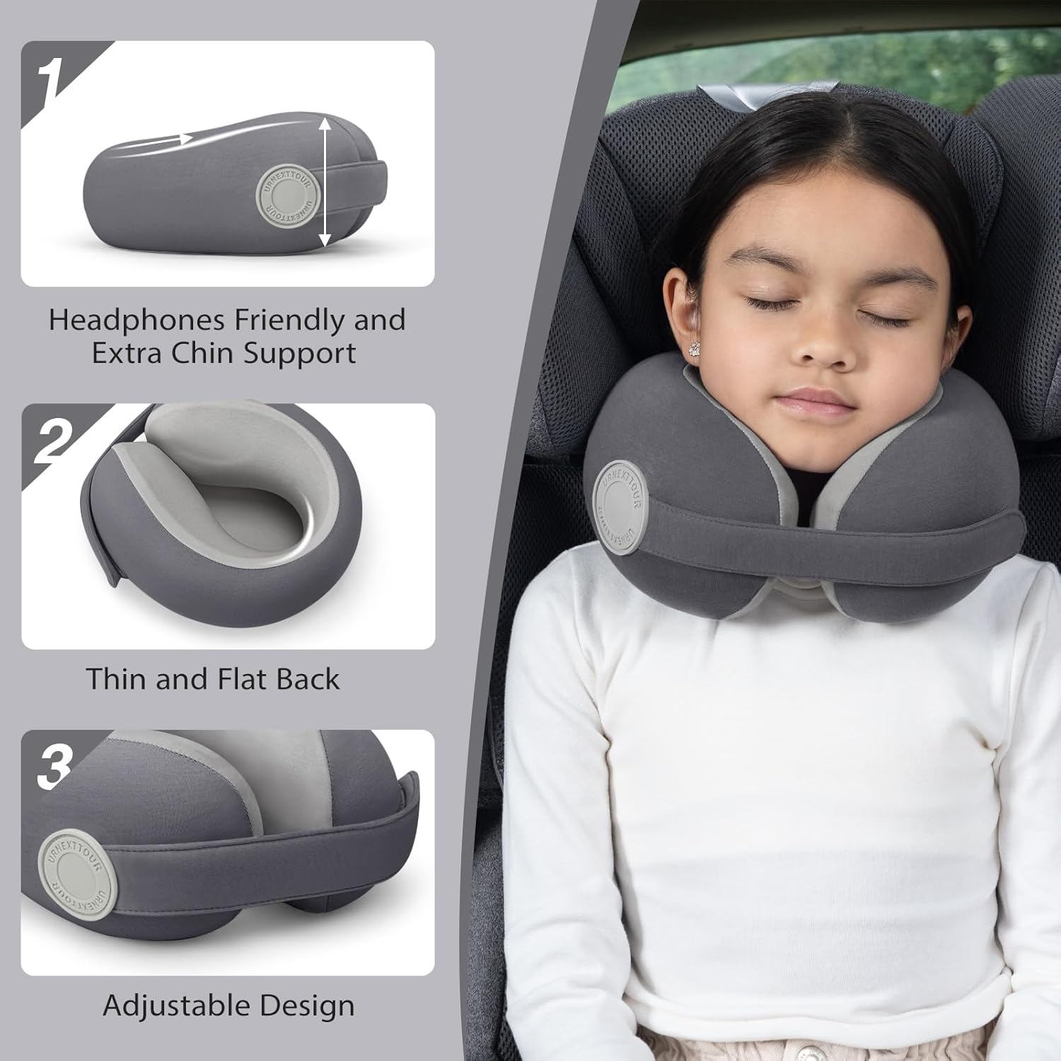 UrnexTour Kids Travel Pillow with Memory Foam and Washable Cover