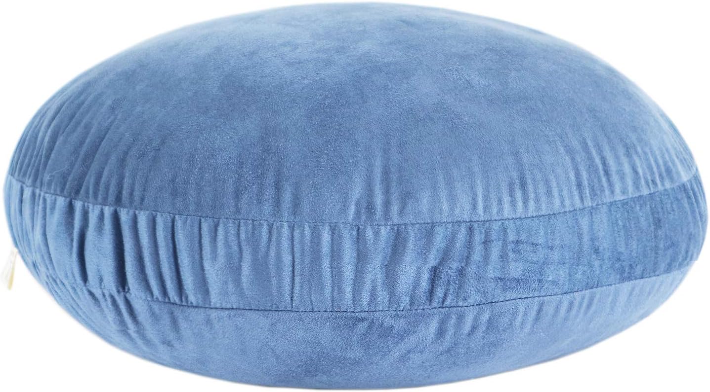 Hodeco Round Throw Pillow 18x18 Navy Blue
