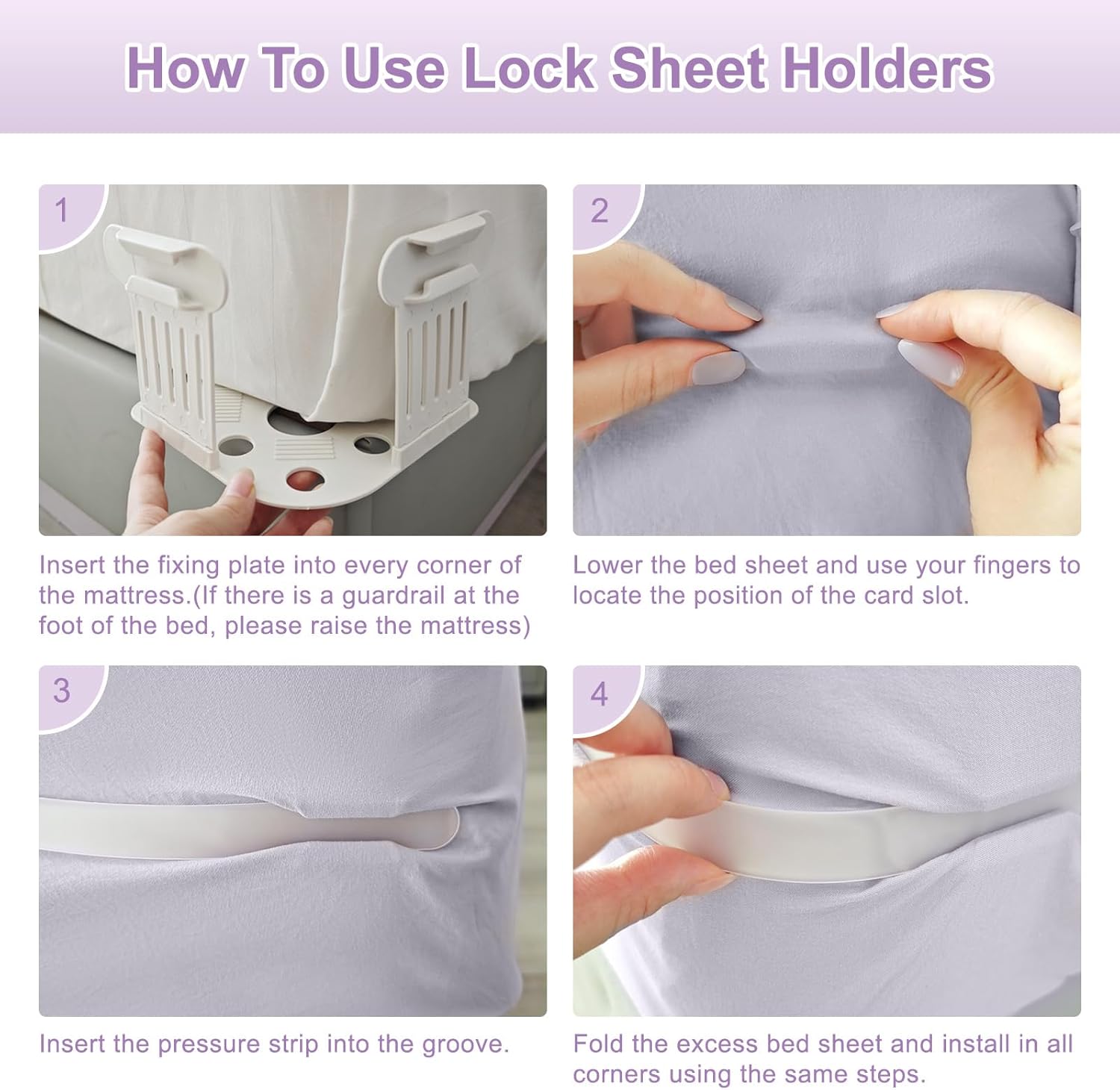 EcoCharm Home Lock Sheet Holders 4pc White-Gray