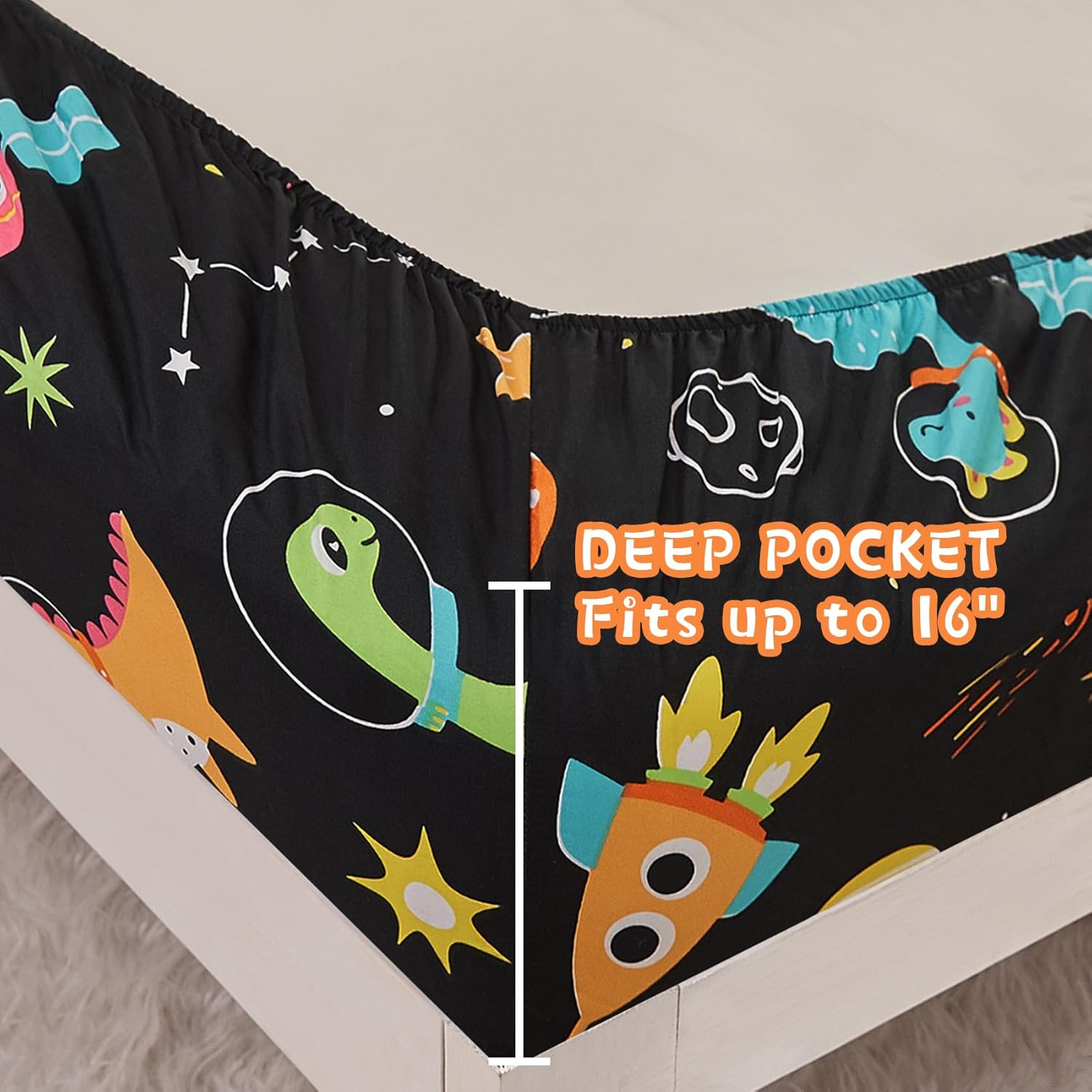 Yibeizi Dinosaur Space Twin Sheet Set for Boys 1